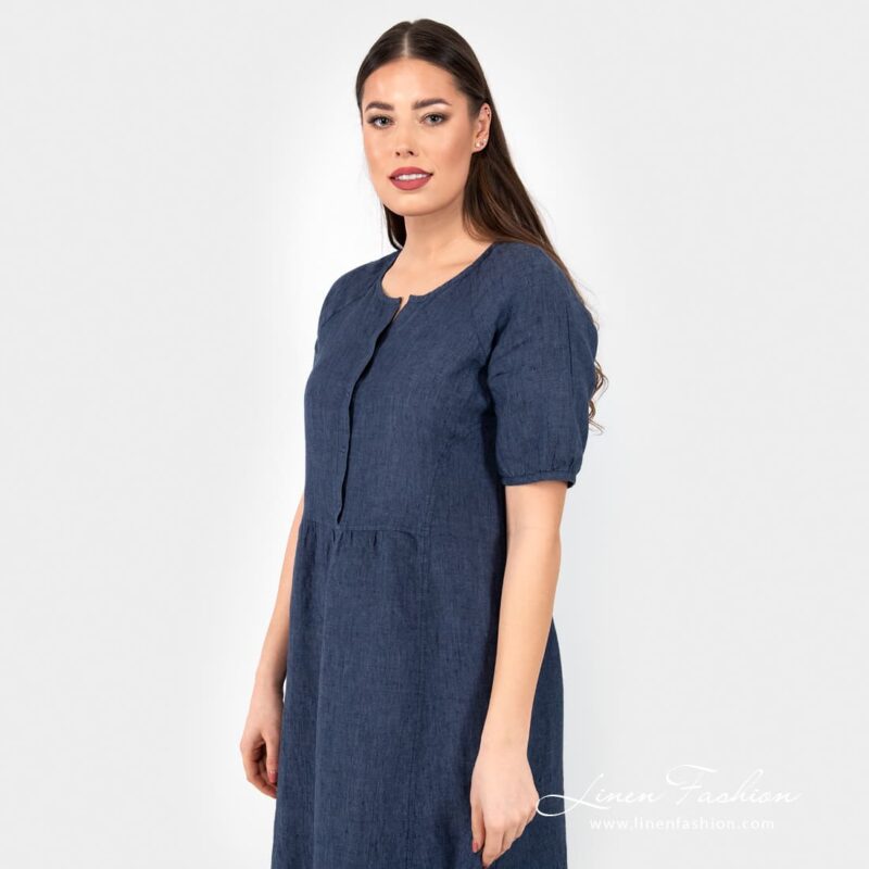 ZOE navy linen dress with pockets