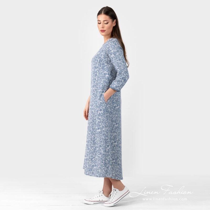 BLUET linen cotton jacquard long dress