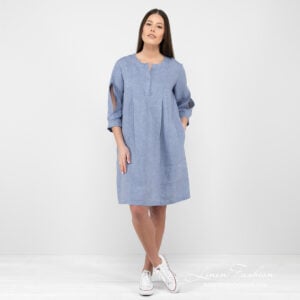 ADELAIDE Kleid himmelblau 15 light blue linen dress.