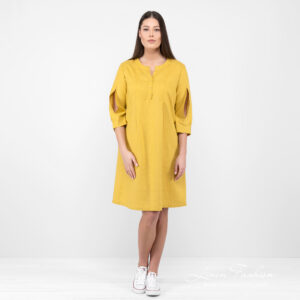 ADELAIDE Kleid senfgelb 13 Linen mustard dress,.