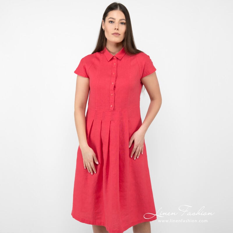 raspberry linen dress washed.