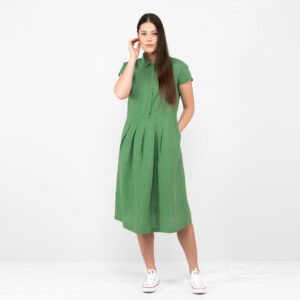 NICOLE Kleid grün 13 linen green long dress.