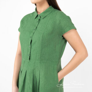 NICOLE Kleid grün 16 linen green long dress with pockets.