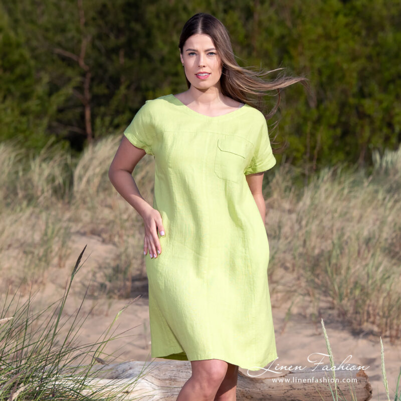 light green linen dress, washed.