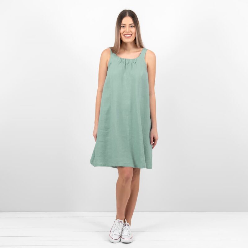 aqua linen dress sleevless