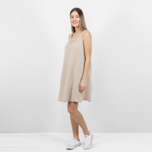 MINA Kleid taupe 14 sand linen dress sleevless Mina