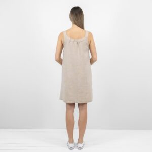 MINA Kleid taupe 18 sand linen dress sleevless from backside