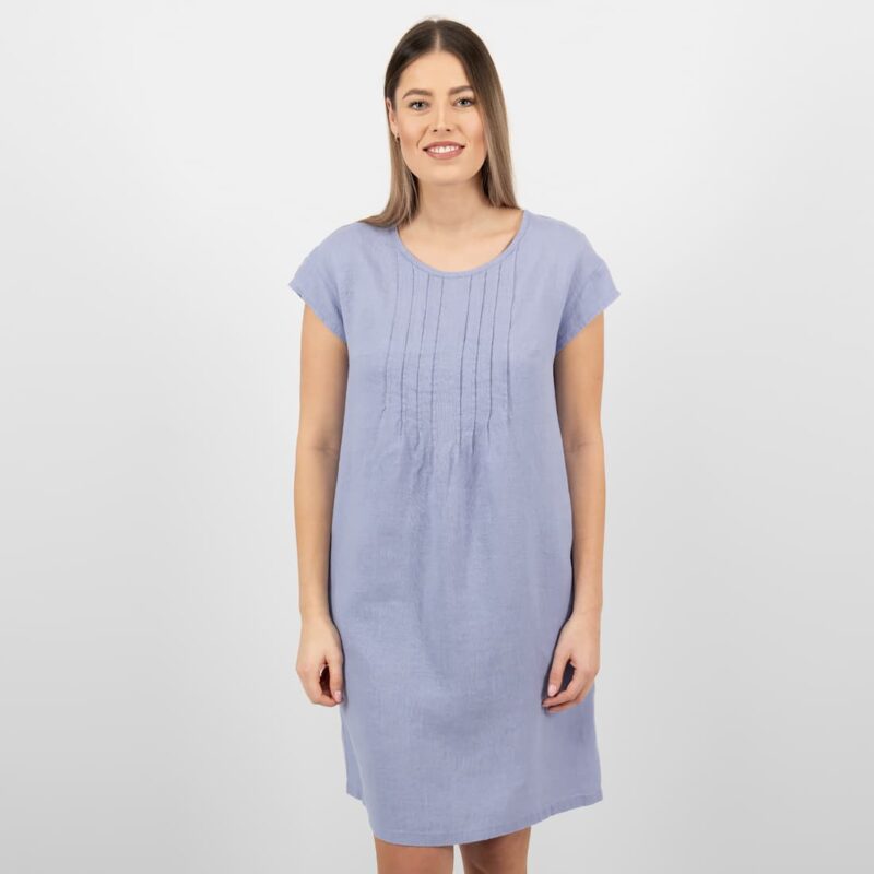 light blue linen dress short sleeves