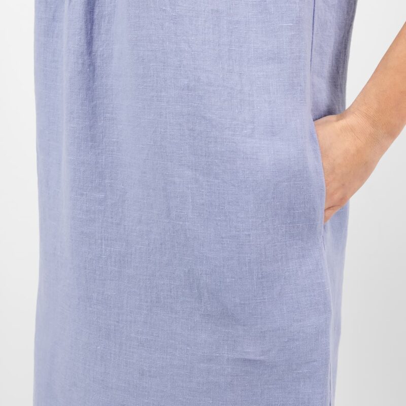 light blue linen dress with pockets on sides