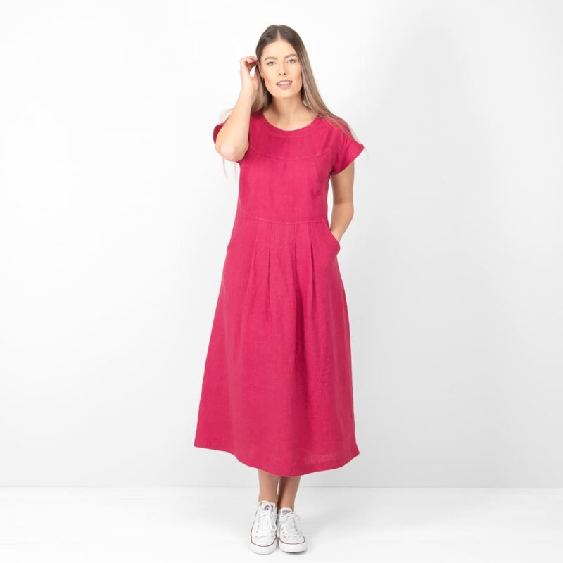 long red linen dress, washed