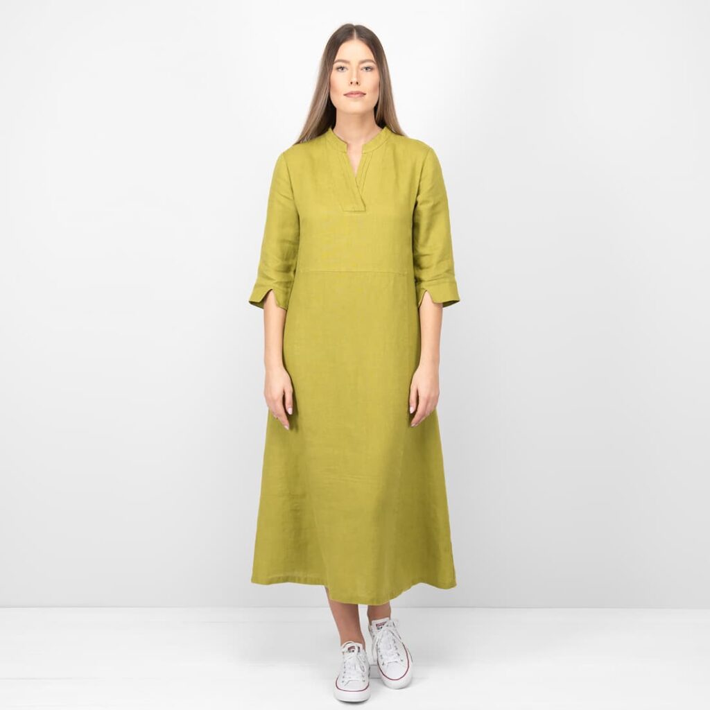 VENA Kleid apfelgrün 1 apple green linen dress