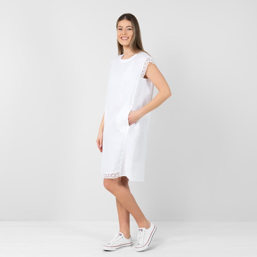 MILDA Kleid schneeweiß 2 White knee length linen dress