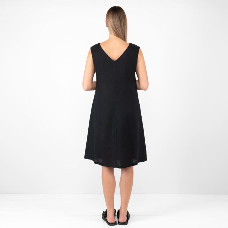 linen black dress from backside