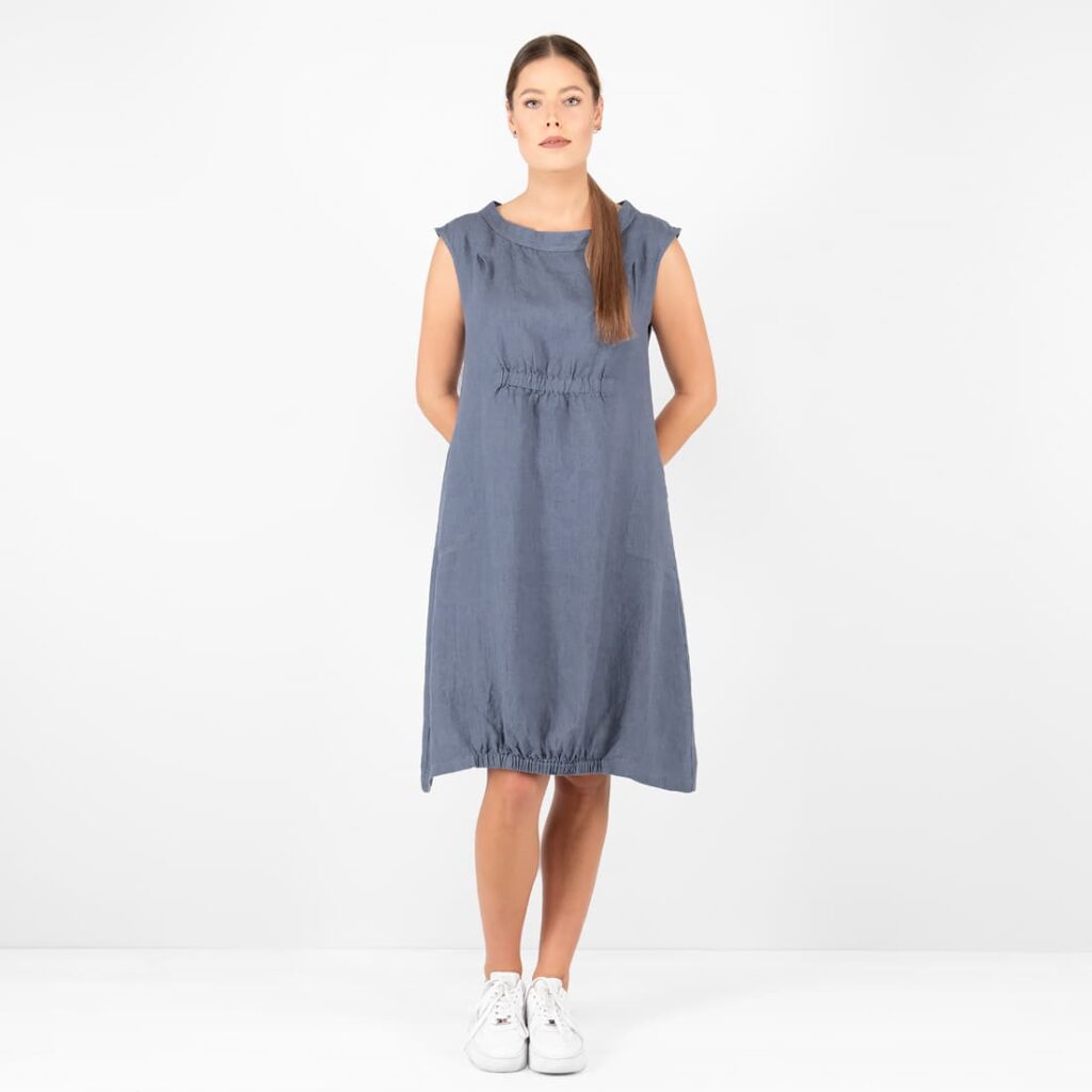 VIKI Kleid blaugrau 1 jeans blue linen dress