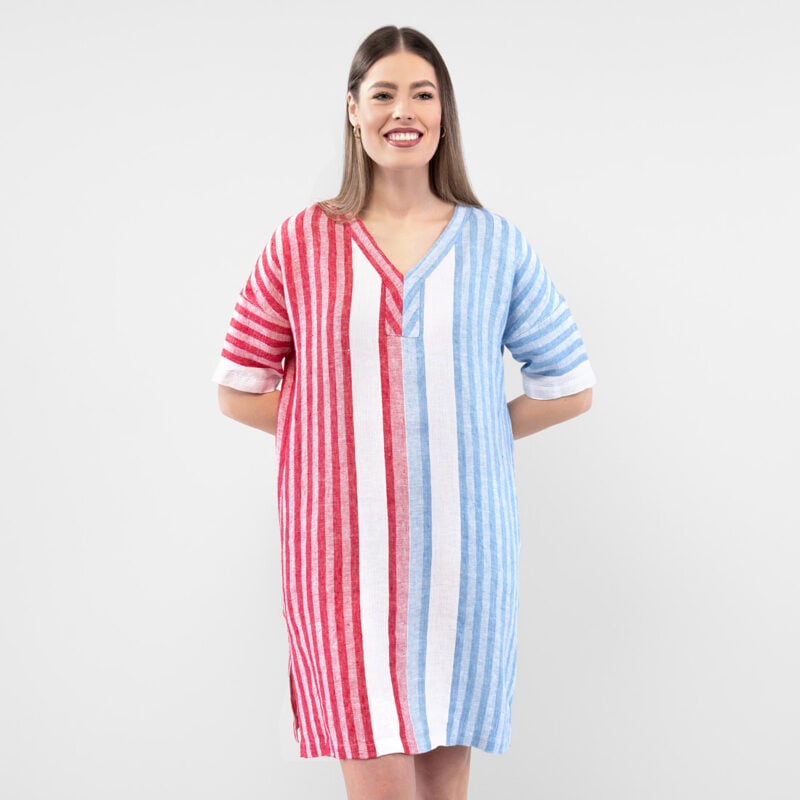 RENE Kleid blau rot – Bild 2