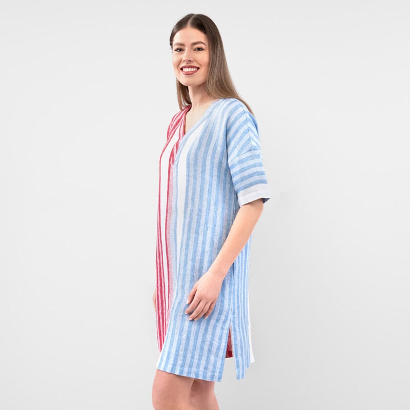 RENE Kleid blau rot – Bild 3