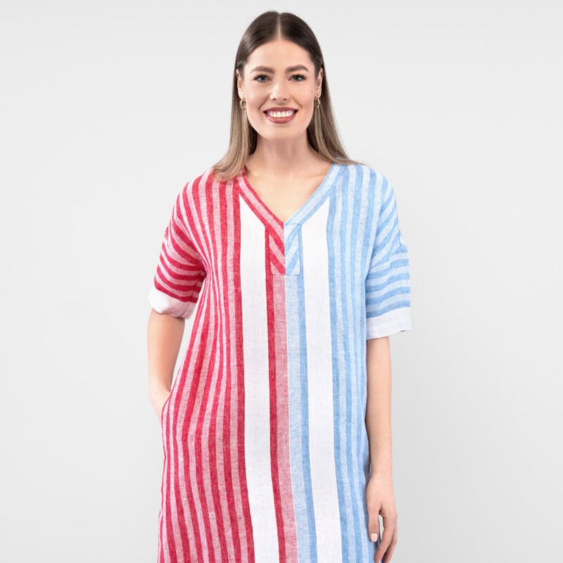 RENE Kleid blau rot – Bild 4