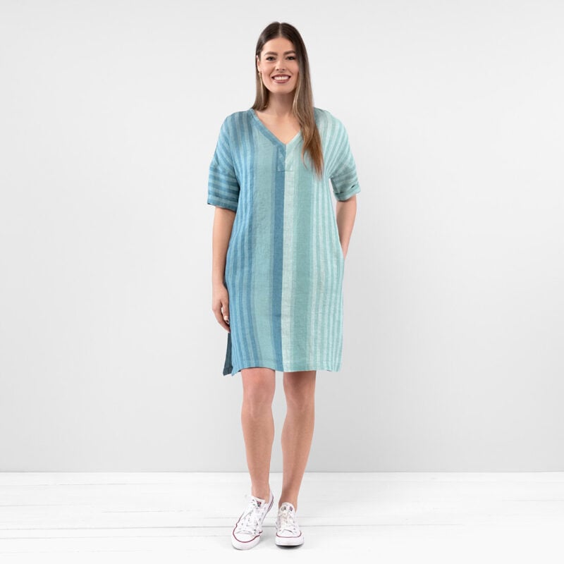 RENE Kleid blau grün