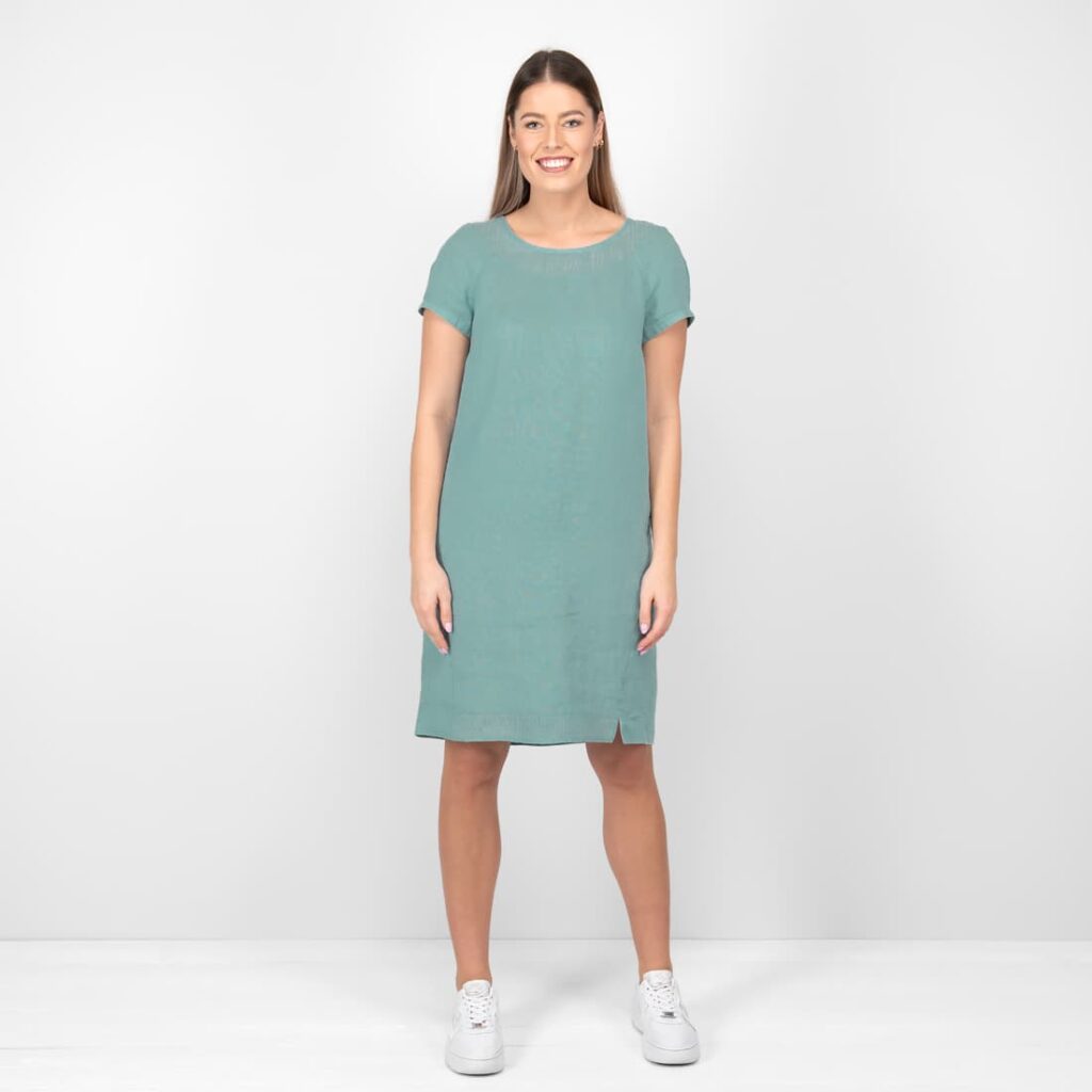 PROVENCE Kleid grünlich 1 aqua linen dress