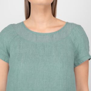 PROVENCE Kleid grünlich 16 aqua linen dress rounded neck