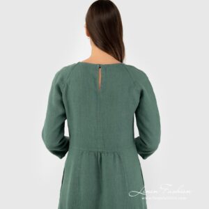 DELFINA Kleid dunkelgrün 15 Green coloured linen dress.