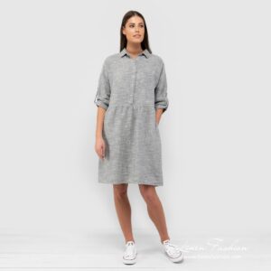 JUDIT Kleid grau 6 Grey linen cotton dress full size