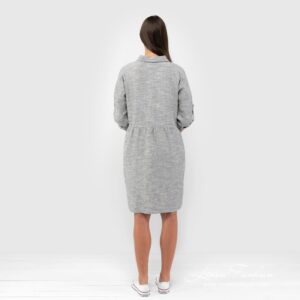 JUDIT Kleid grau 10 Grey linen cotton dress back side