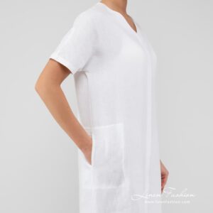 TOKYO Kleid schneeweiß 14 White dyed linen dress.
