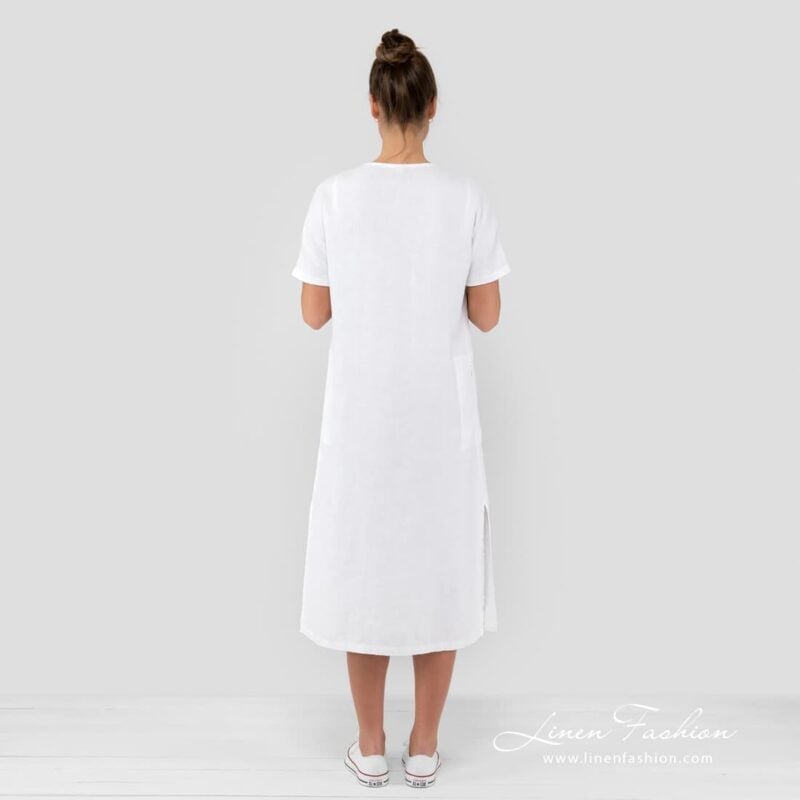 100% linen white dress.