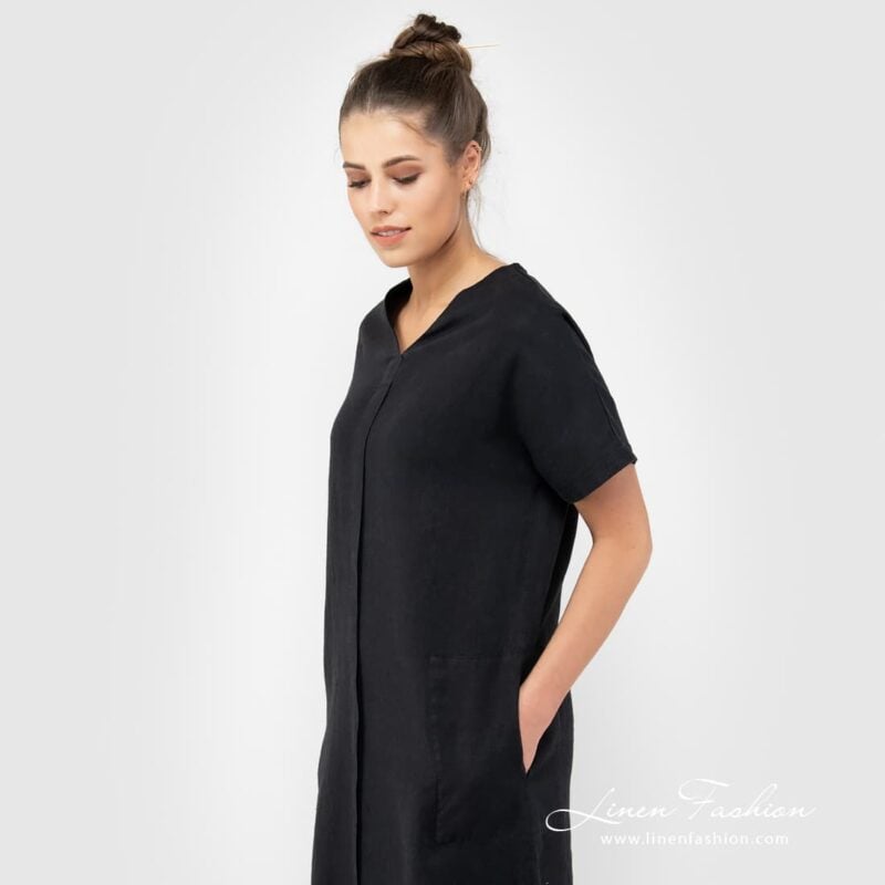 Black linen dress.