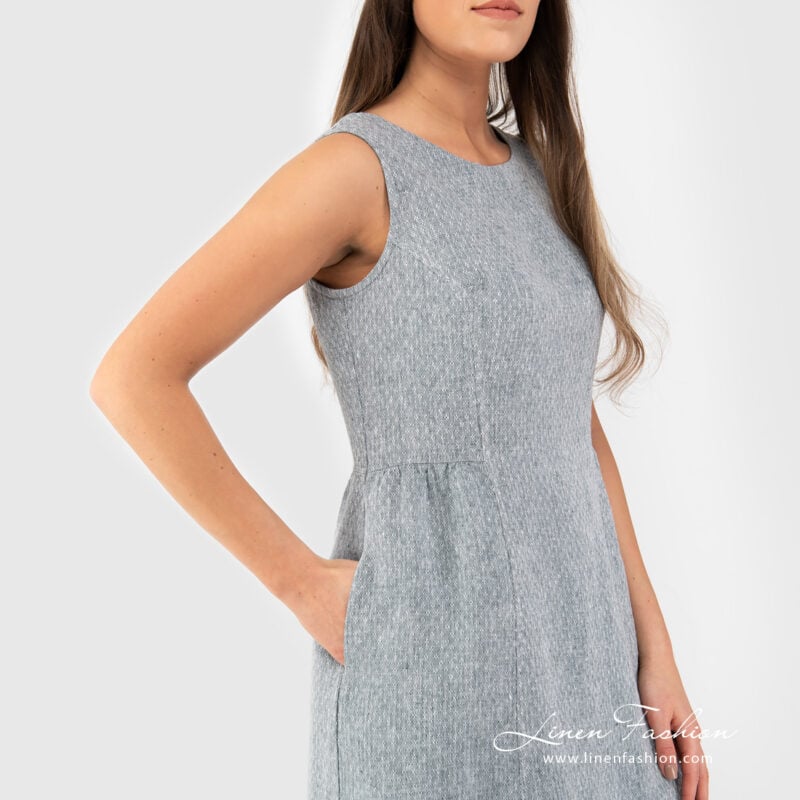 Grey linen dress with pockets
