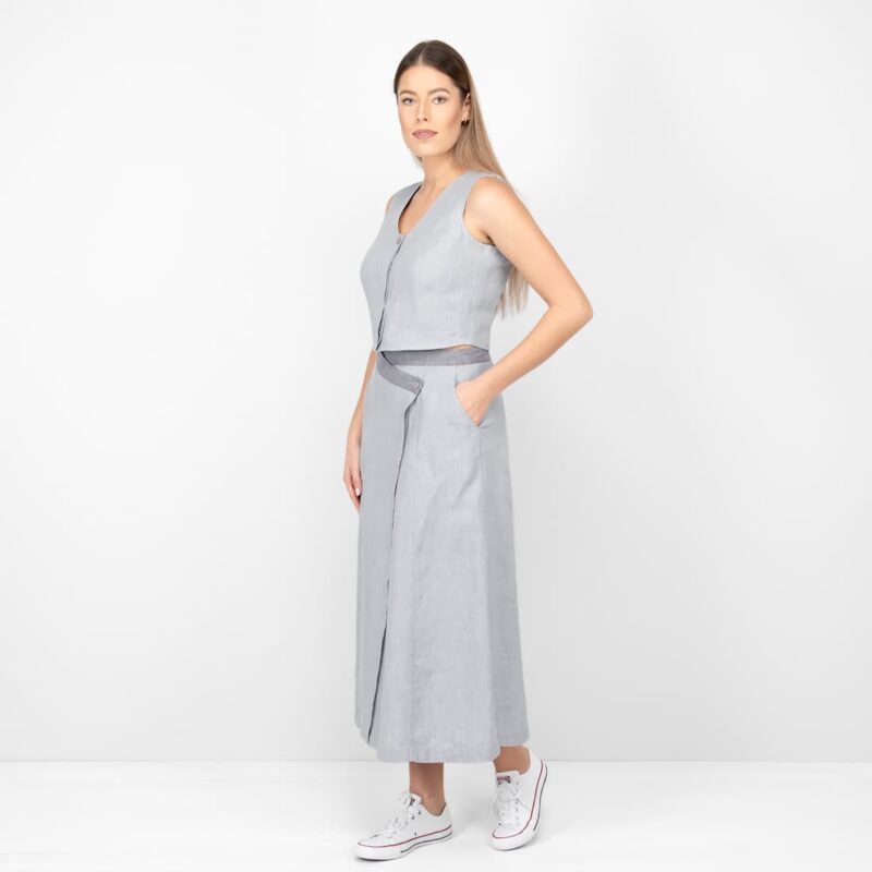 grey linen vest with skirt