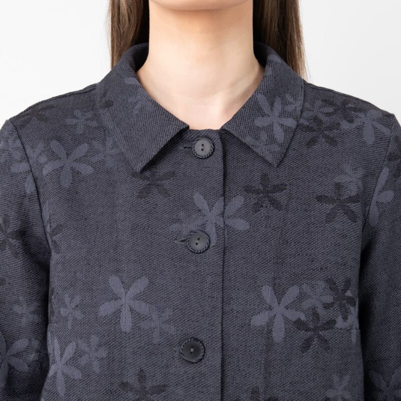 Linen cotton floral jacket, classic collar