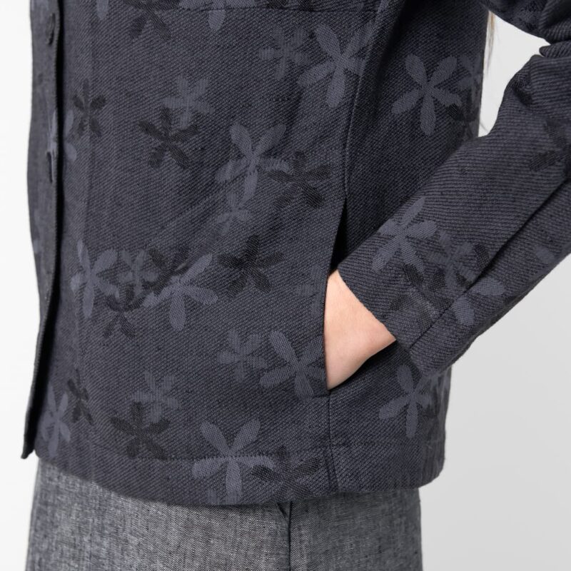 Linen cotton floral jacket, with pockets