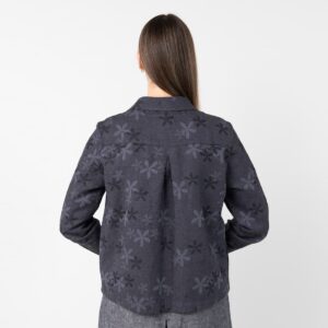 Linen cotton floral jacket, long sleeves