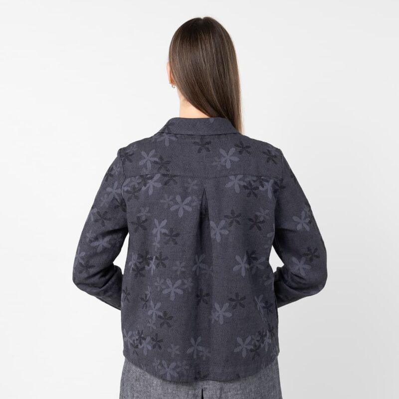 Linen cotton floral jacket, long sleeves