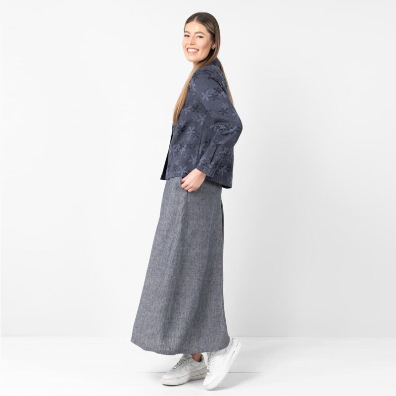 Linen cotton floral jacket, jacquard