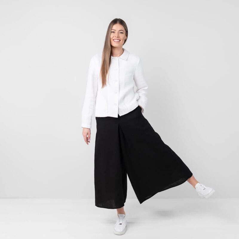 Linen cotton white jacket, jacquard weave