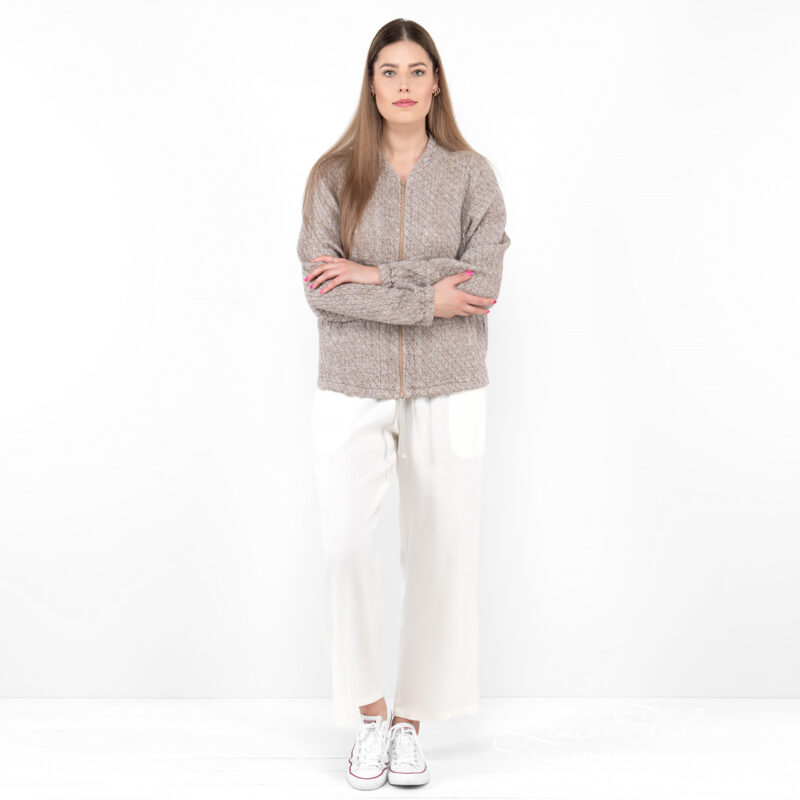 brown bomber jacket in full view.