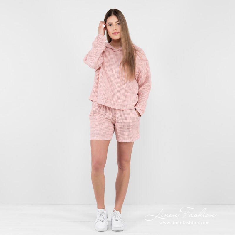 linen cotton hoodie pink