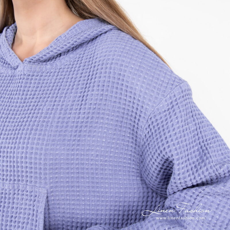 hoodie violet blue waffle weave.