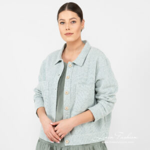 Linen cotton green jacket, washed.