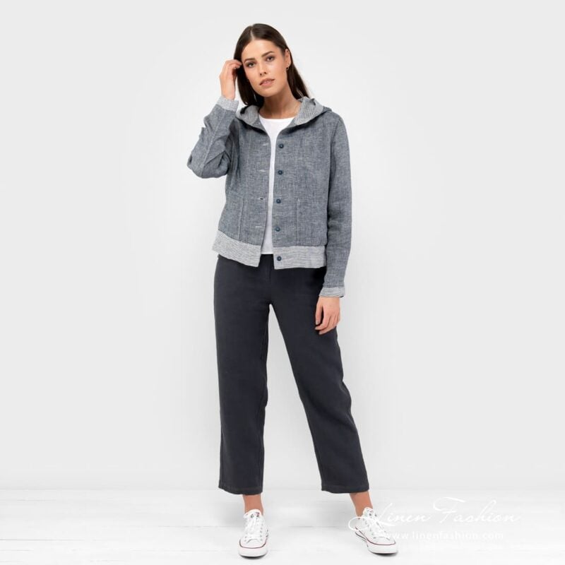 Linen navy jacket buttoned
