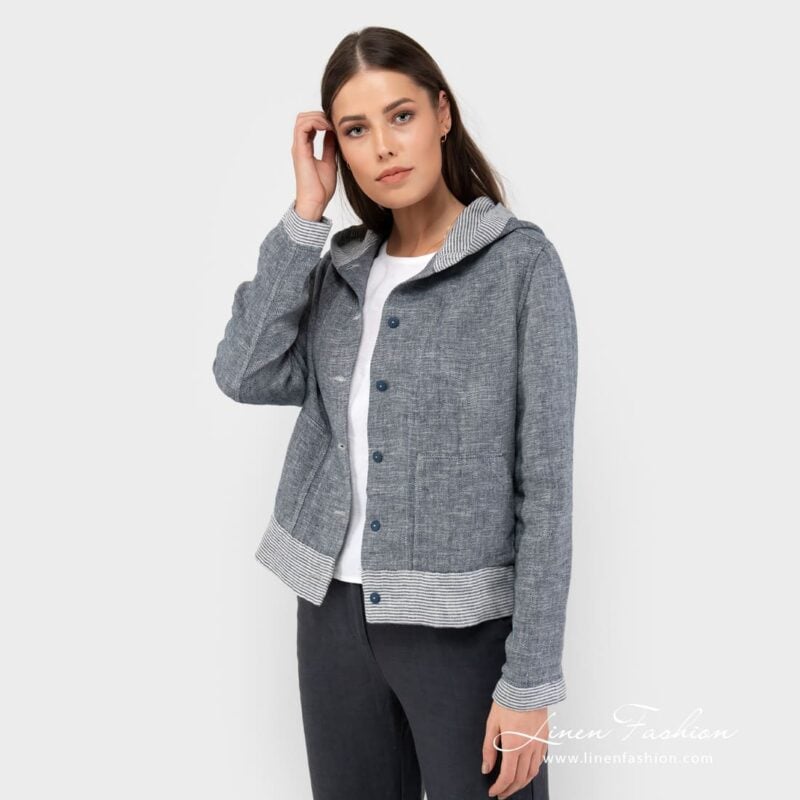 Linen navy jacket buttons