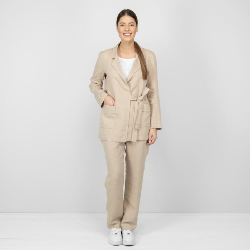 sand linen jacket with pants