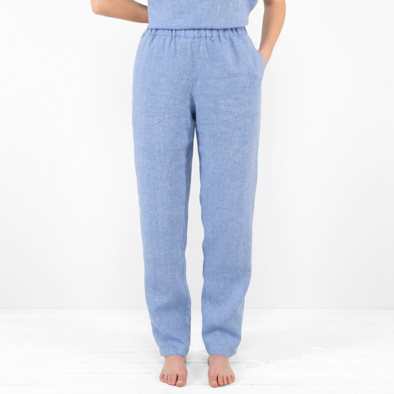 linen blue pants home wear, long.