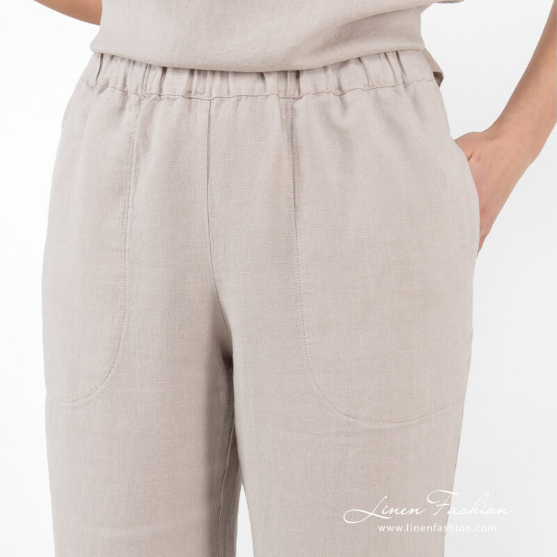 linen beige pants home wear.