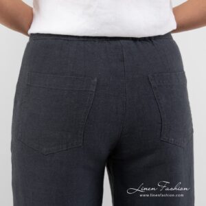 Dark grey dyed pants.