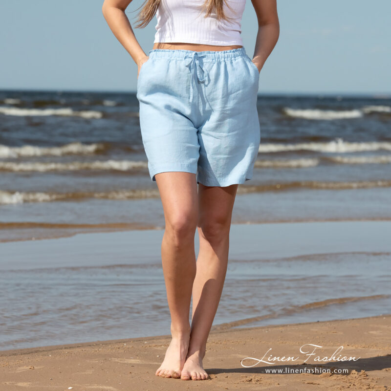 linen shorts with pockets.