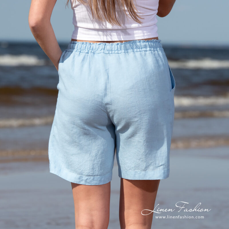 linen shorts from backside.